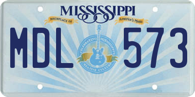 MS license plate MDL573