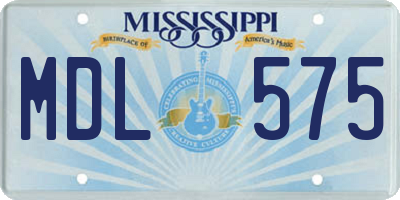MS license plate MDL575