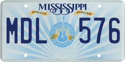 MS license plate MDL576