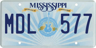 MS license plate MDL577