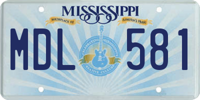 MS license plate MDL581