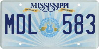 MS license plate MDL583