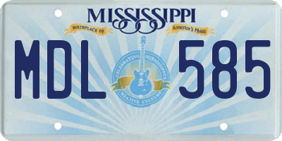 MS license plate MDL585