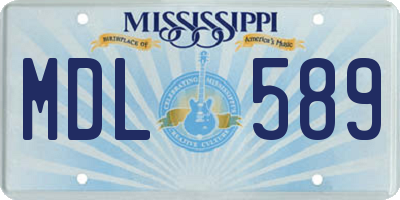 MS license plate MDL589