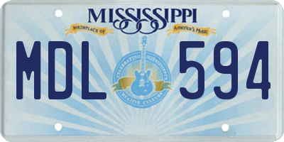 MS license plate MDL594