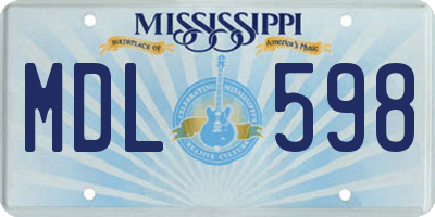 MS license plate MDL598