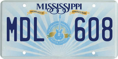 MS license plate MDL608