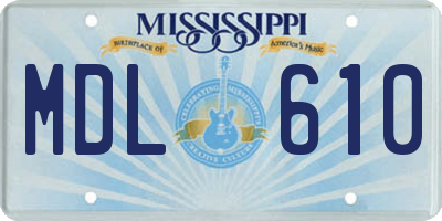 MS license plate MDL610
