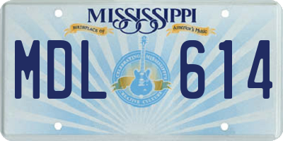 MS license plate MDL614
