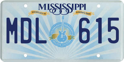 MS license plate MDL615