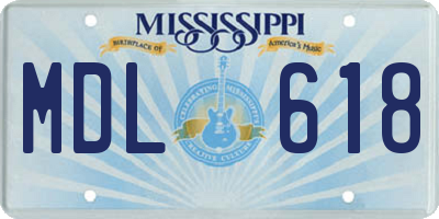 MS license plate MDL618