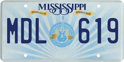 MS license plate MDL619