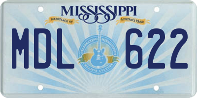 MS license plate MDL622