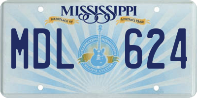 MS license plate MDL624