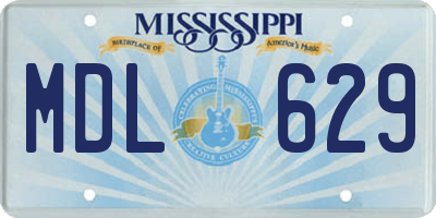 MS license plate MDL629