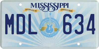 MS license plate MDL634