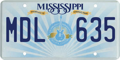 MS license plate MDL635