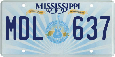 MS license plate MDL637