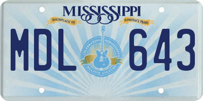 MS license plate MDL643