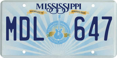 MS license plate MDL647