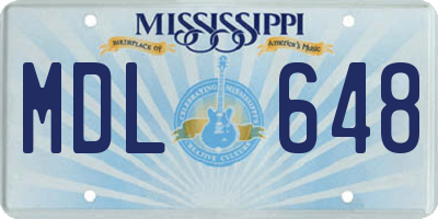 MS license plate MDL648