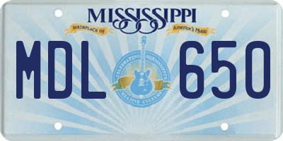 MS license plate MDL650