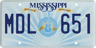 MS license plate MDL651