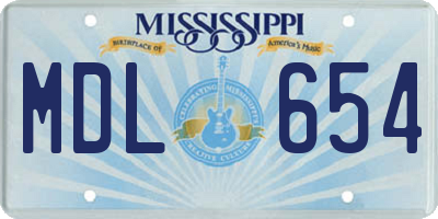 MS license plate MDL654