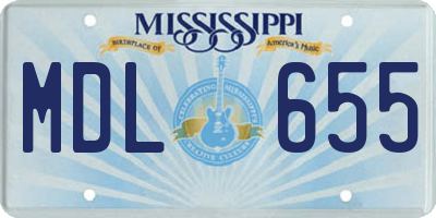 MS license plate MDL655