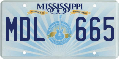 MS license plate MDL665