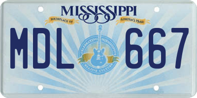 MS license plate MDL667