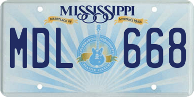 MS license plate MDL668