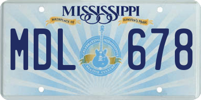 MS license plate MDL678