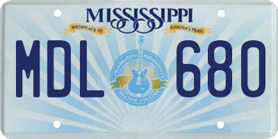 MS license plate MDL680
