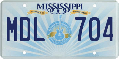 MS license plate MDL704