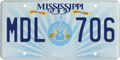 MS license plate MDL706