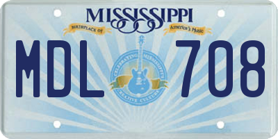 MS license plate MDL708