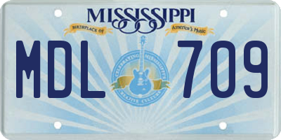 MS license plate MDL709