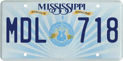 MS license plate MDL718