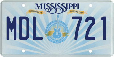 MS license plate MDL721