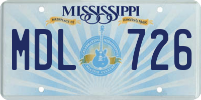 MS license plate MDL726