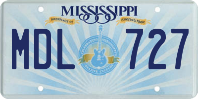 MS license plate MDL727