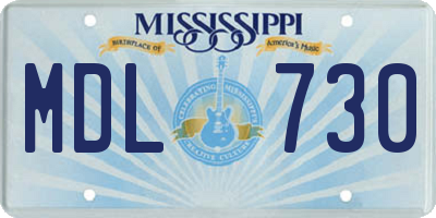 MS license plate MDL730