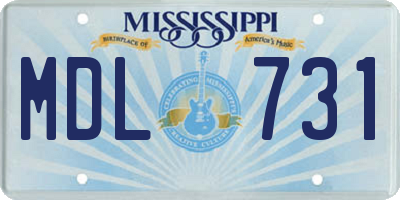 MS license plate MDL731