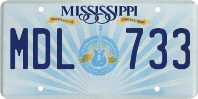 MS license plate MDL733