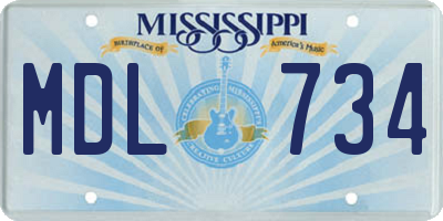 MS license plate MDL734