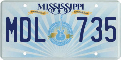 MS license plate MDL735