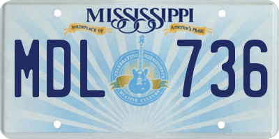 MS license plate MDL736
