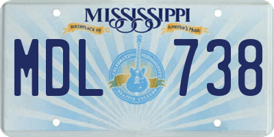 MS license plate MDL738