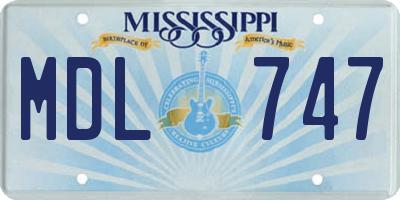 MS license plate MDL747